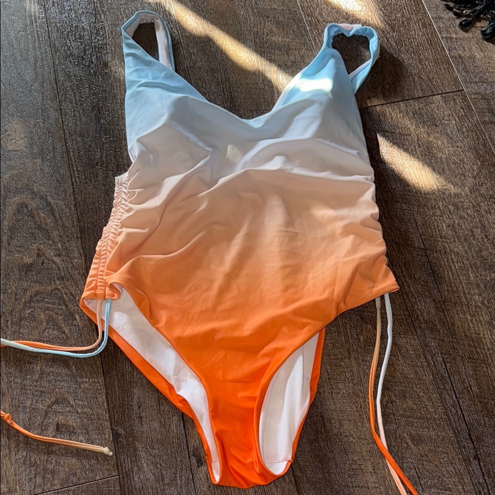 Cupshe Gradient One Piece Swimsuit Orange and Blue